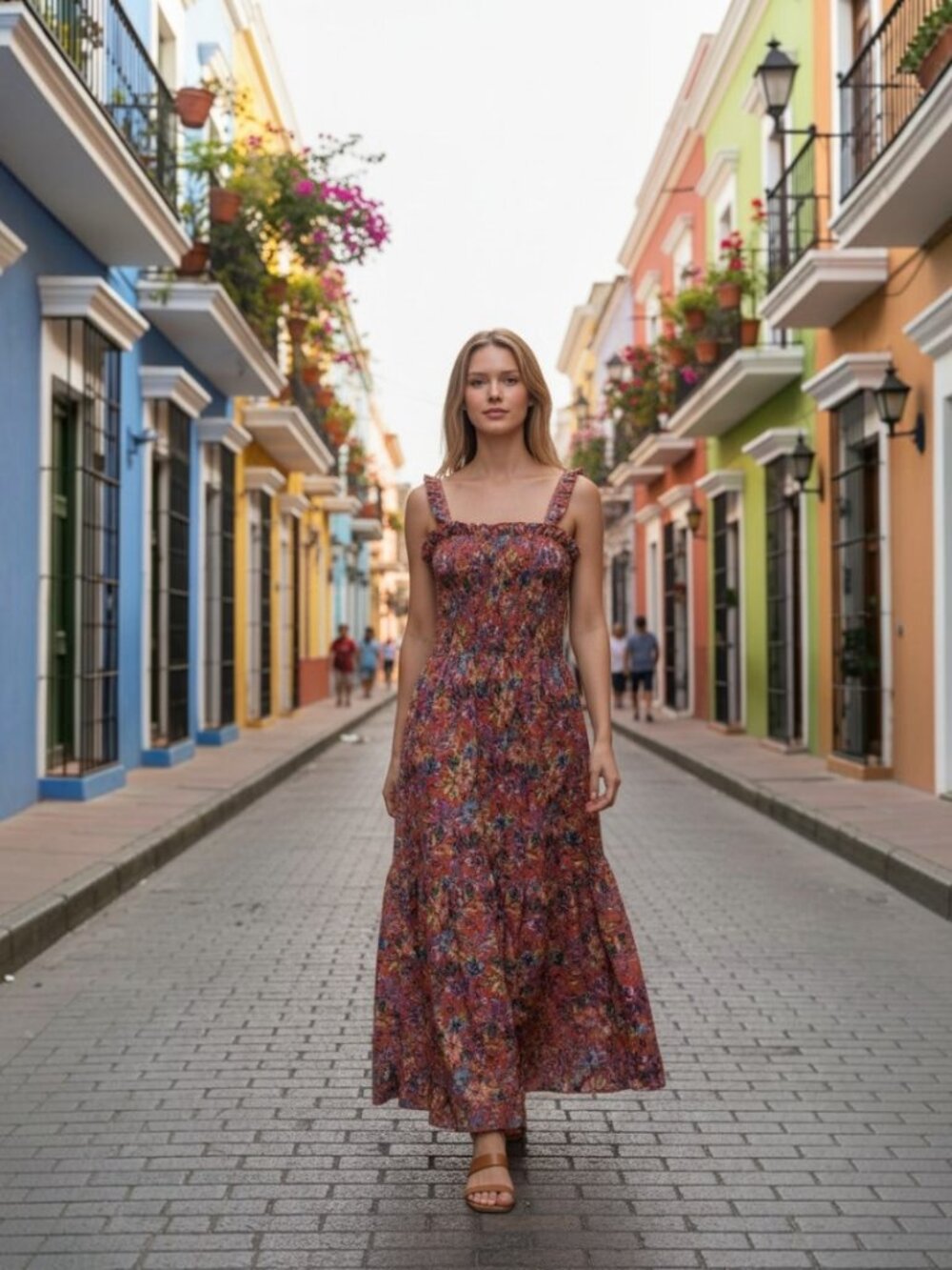BOG Floral Smocked Maxi Dress - Size M